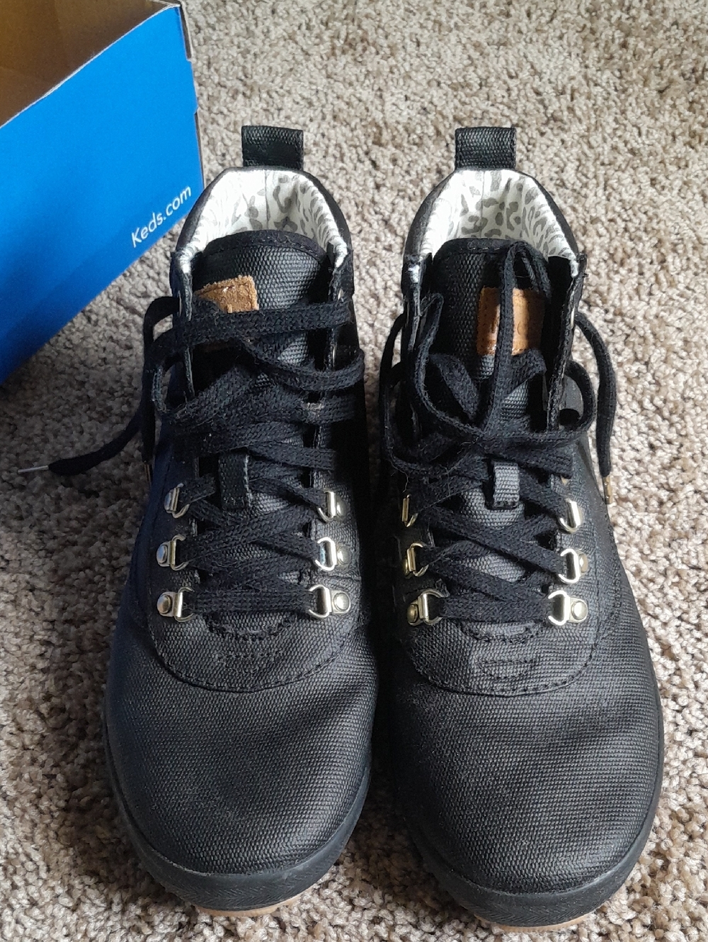 Keds Black Canvas Hiker-Style Lace Sneakers